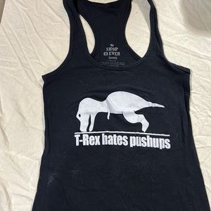 T – Rex hates push-ups! Ladies black workout tank – S